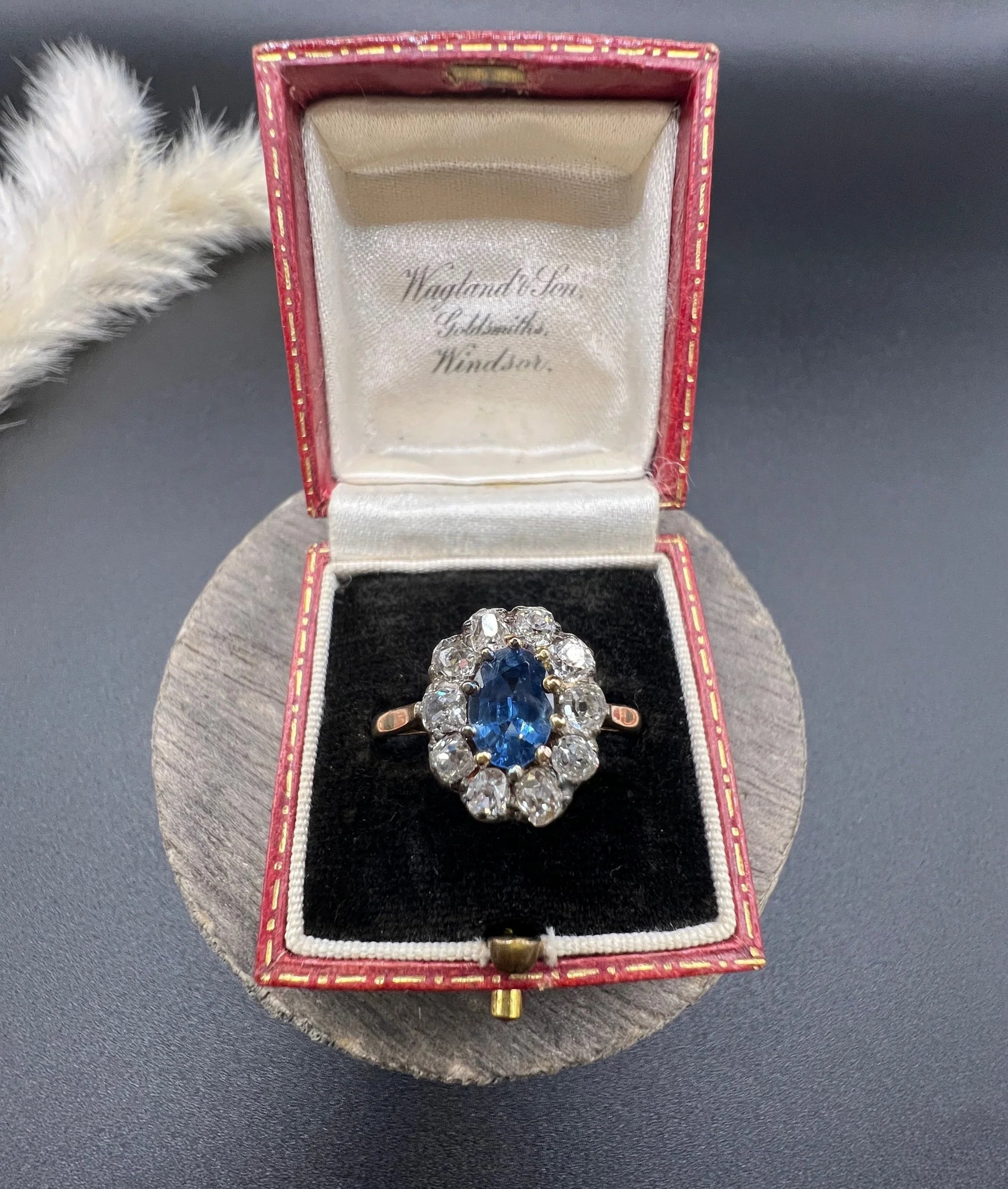 Victorian 18 Carat Yellow Gold, Sapphire and Diamond Oval Cluster Ring, Circa 1880