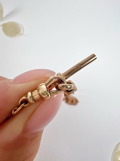 Antique 9 Carat Rose Gold Edwardian Link Albert Chain T-bar Necklace