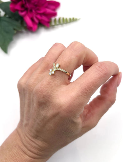 Vintage 18ct Yellow Gold, 1930s Natural Diamond Tiara Ring