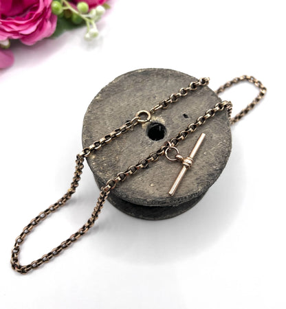 Victorian 9 Carat Rose Gold Rolo Link Albert Chain Necklace, Circa 1880