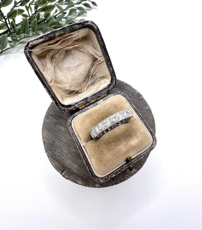 Antique 1920s Platinum French Stamped, 2 Carat Full Diamond Eternity Ring, Wedding Band