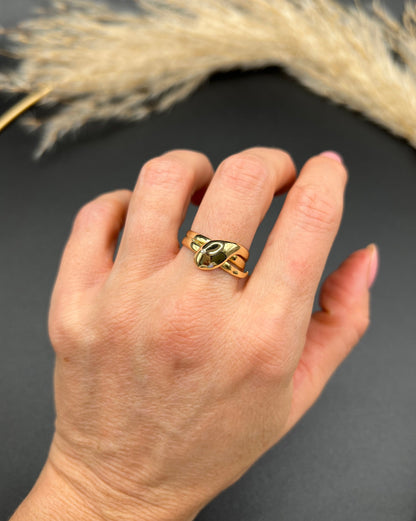 Edwardian 18 Carat Yellow Gold Diamond Snake Ring, Hallmarked Chester 1903