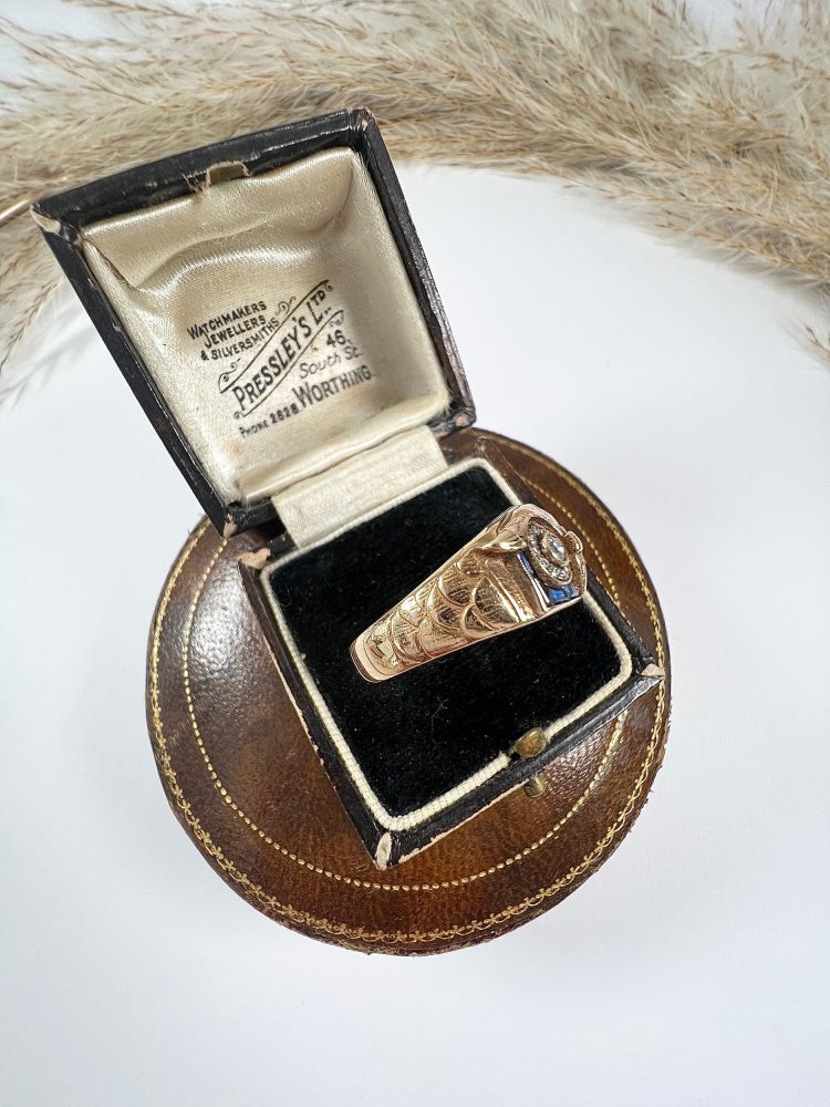 Vintage Owl Cocktail Ring In 18 Carat Rose Gold With Diamonds And Sapphires