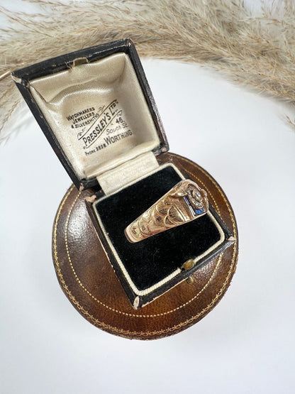 Vintage Owl Cocktail Ring In 18 Carat Rose Gold With Diamonds And Sapphires