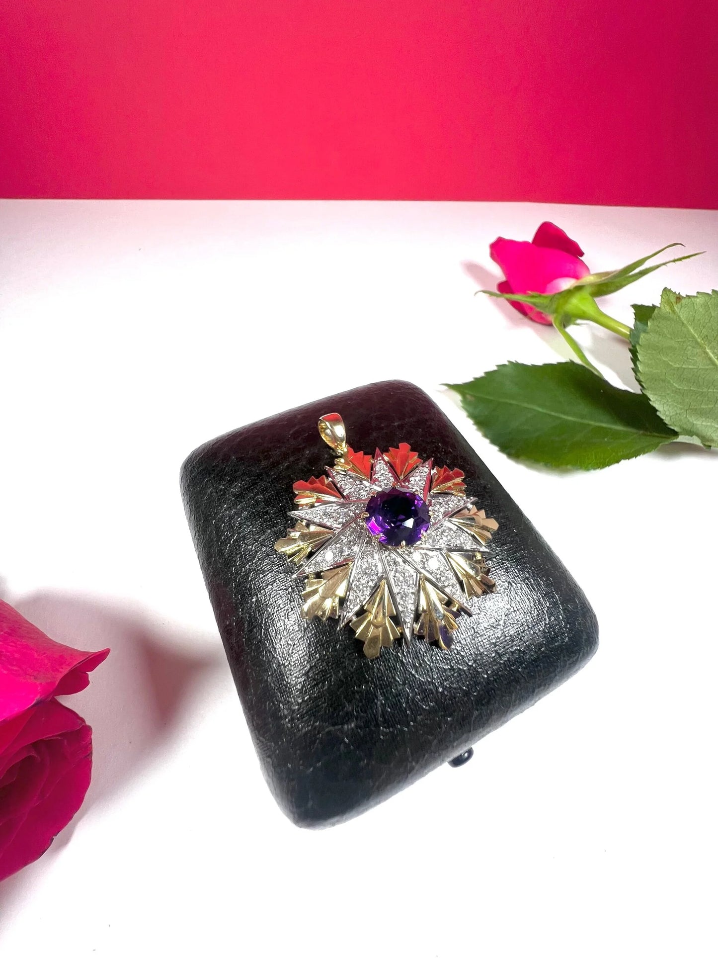 Vintage 1940s Amethyst & Diamond Star Pendant