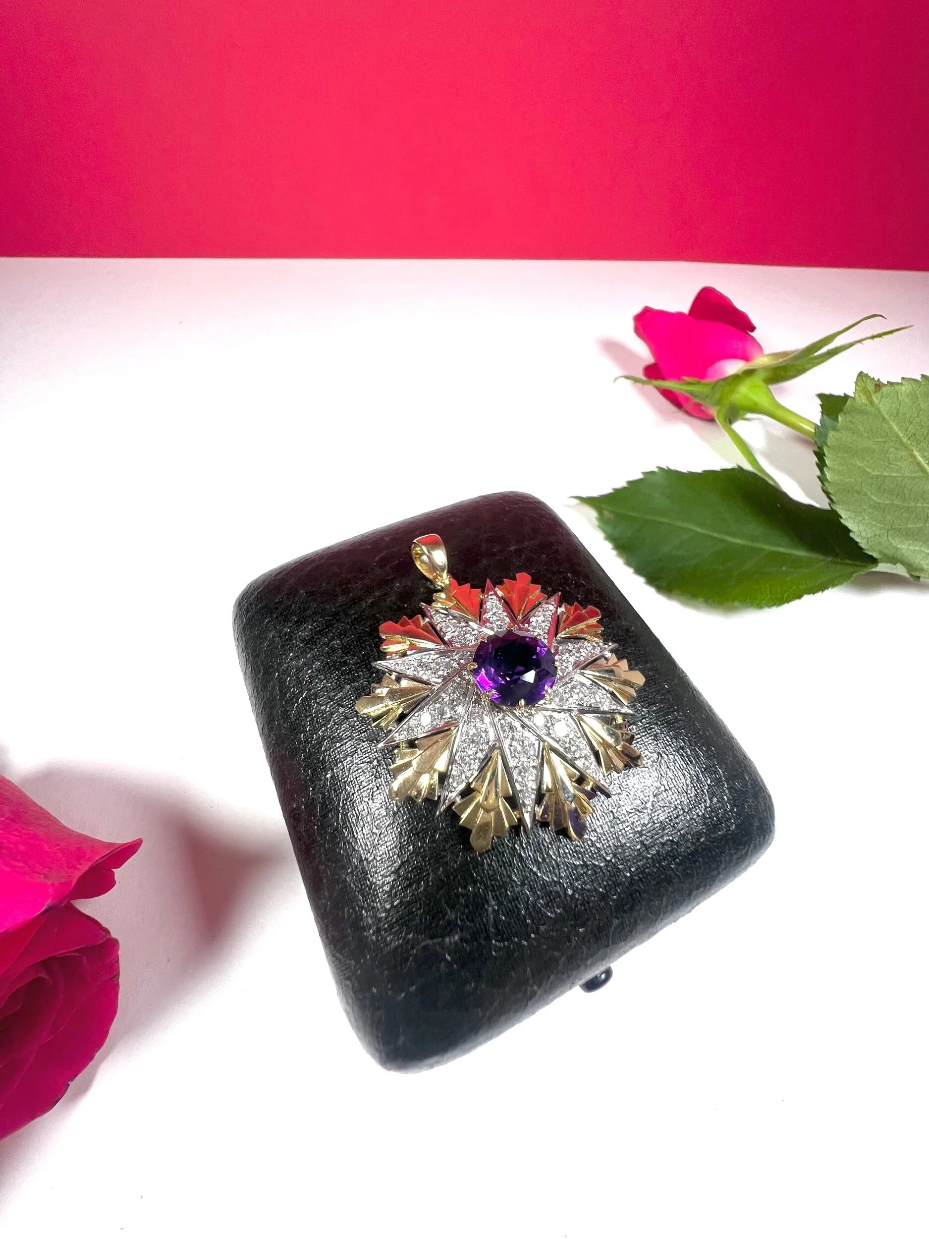 Vintage 1940s Amethyst & Diamond Star Pendant