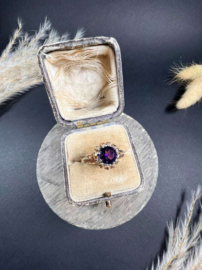 Vintage French 18 Carat Yellow and White Gold Amethyst Ring, Circa 1940