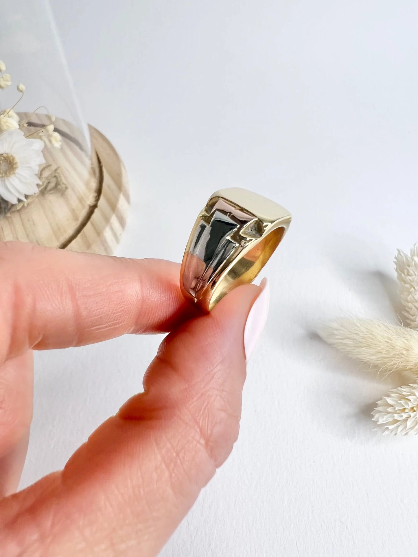 Art Deco 18 Carat Yellow Gold and Platinum Signet Ring, Circa 1920
