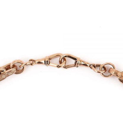 Heavy Vintage Rose Gold Fancy Link Albert Watch Chain with T-Bar