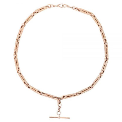 Heavy Vintage Rose Gold Fancy Link Albert Watch Chain with T-Bar