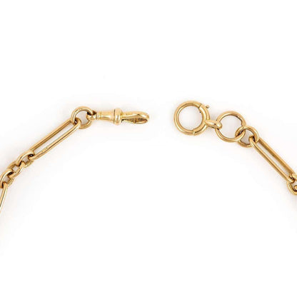 Antique Edwardian 18ct Yellow Gold Trombone Link Albert Watch Chain, 52g, Circa 1903