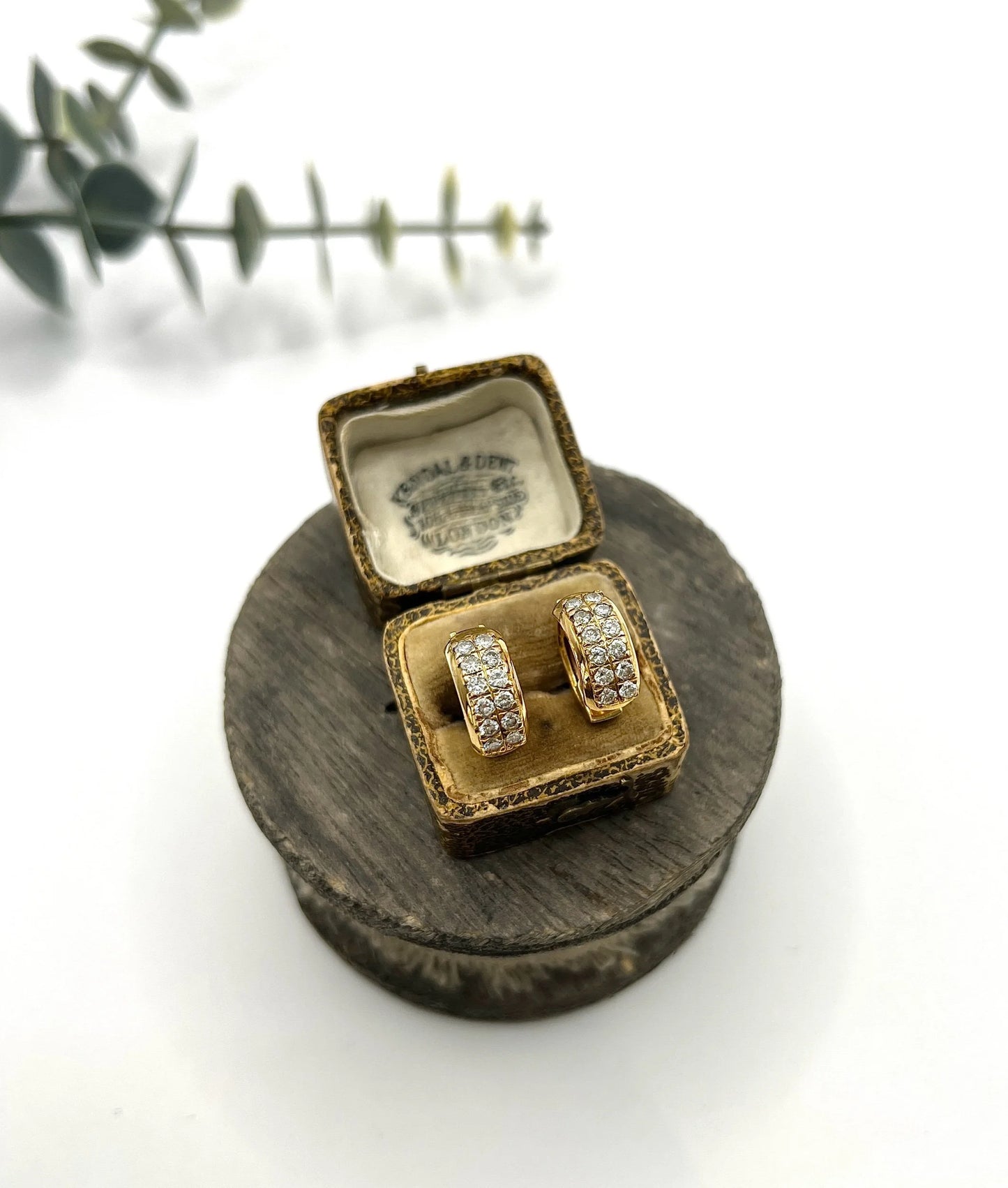 Vintage 18 Carat Yellow Gold Diamond Huggies Hoop Earrings, Circa 2000