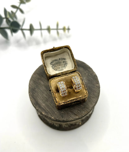 Vintage 18 Carat Yellow Gold Diamond Huggies Hoop Earrings, Circa 2000