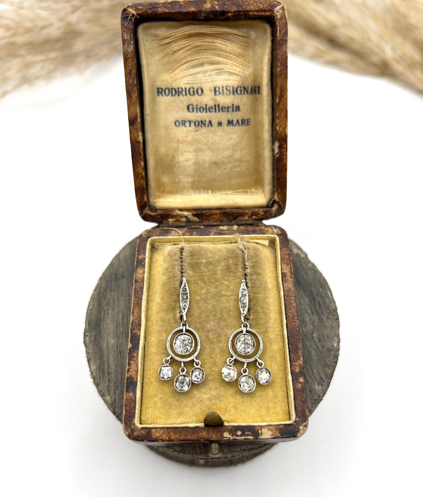 Edwardian 18 Carat Gold, Platinum and Diamond Drop Earrings, 1.90 Carats