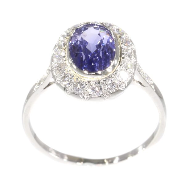 Vintage Fifties Diamond and Sapphire Platinum Engagement Ring