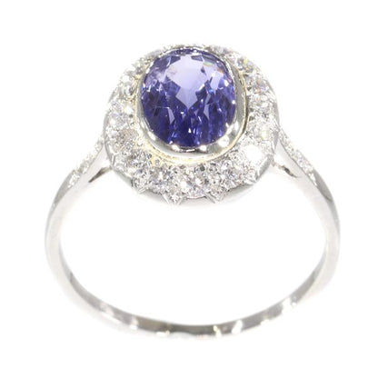 Vintage Fifties Diamond and Sapphire Platinum Engagement Ring