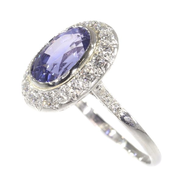 Vintage Fifties Diamond and Sapphire Platinum Engagement Ring