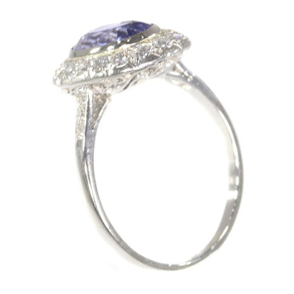 Vintage Fifties Diamond and Sapphire Platinum Engagement Ring