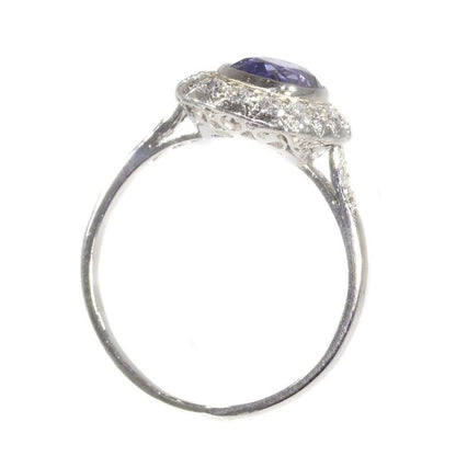 Vintage Fifties Diamond and Sapphire Platinum Engagement Ring