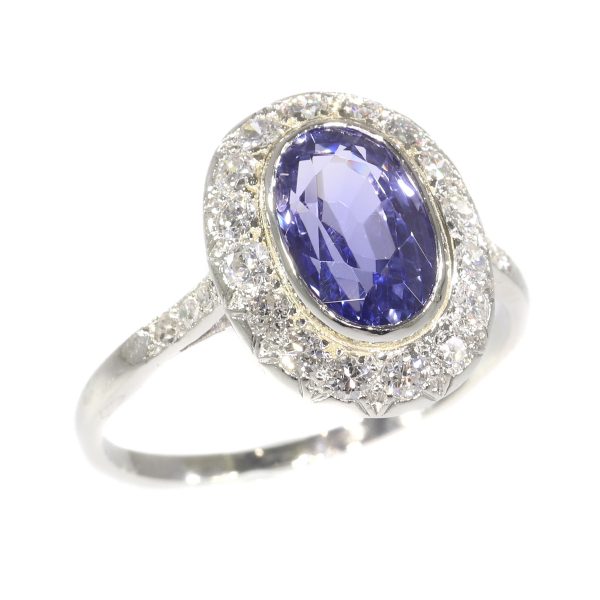 Vintage Fifties Diamond and Sapphire Platinum Engagement Ring