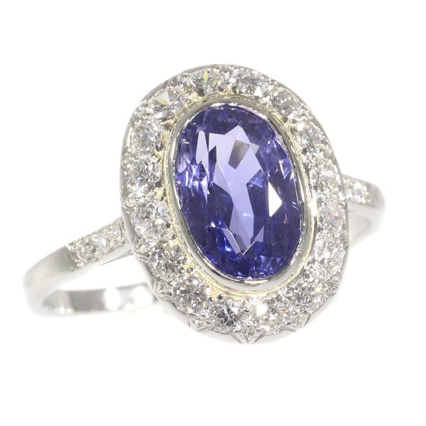Vintage Fifties Diamond and Sapphire Platinum Engagement Ring