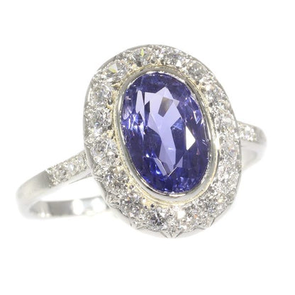 Vintage Fifties Diamond and Sapphire Platinum Engagement Ring