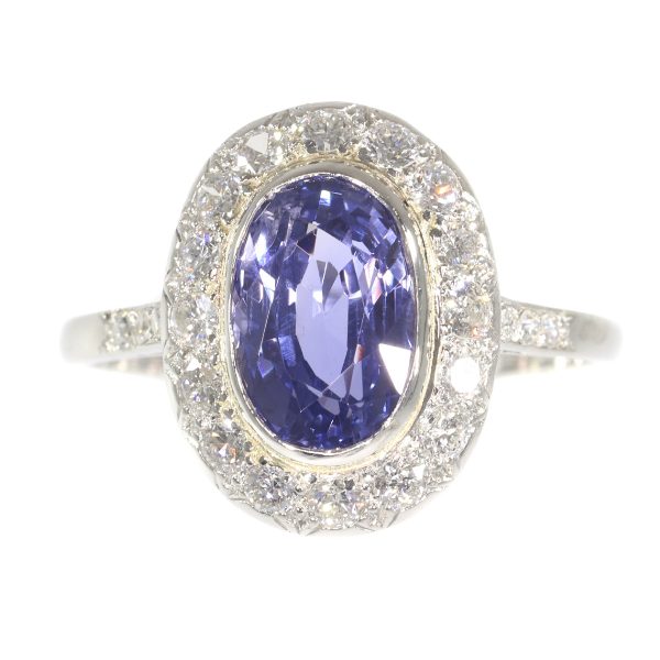 Vintage Fifties Diamond and Sapphire Platinum Engagement Ring