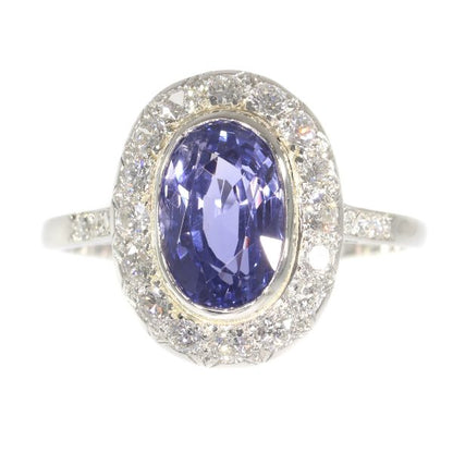 Vintage Fifties Diamond and Sapphire Platinum Engagement Ring