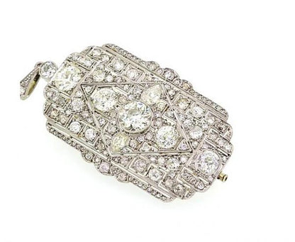 Art Deco Diamond Brooch Pendant totaling 8.50 carats
