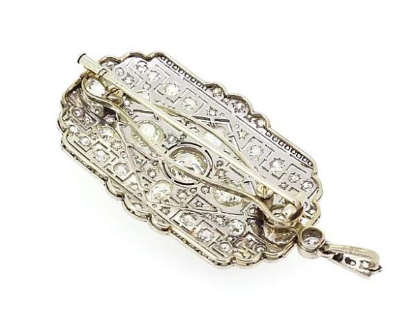 Art Deco Diamond Brooch Pendant totaling 8.50 carats