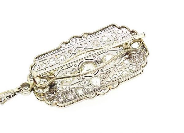 Art Deco Diamond Brooch Pendant totaling 8.50 carats
