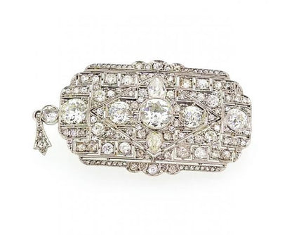 Art Deco Diamond Brooch Pendant totaling 8.50 carats