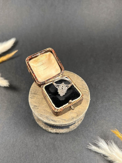 Vintage French 2ct Diamond Marquise Navette Cluster Ring