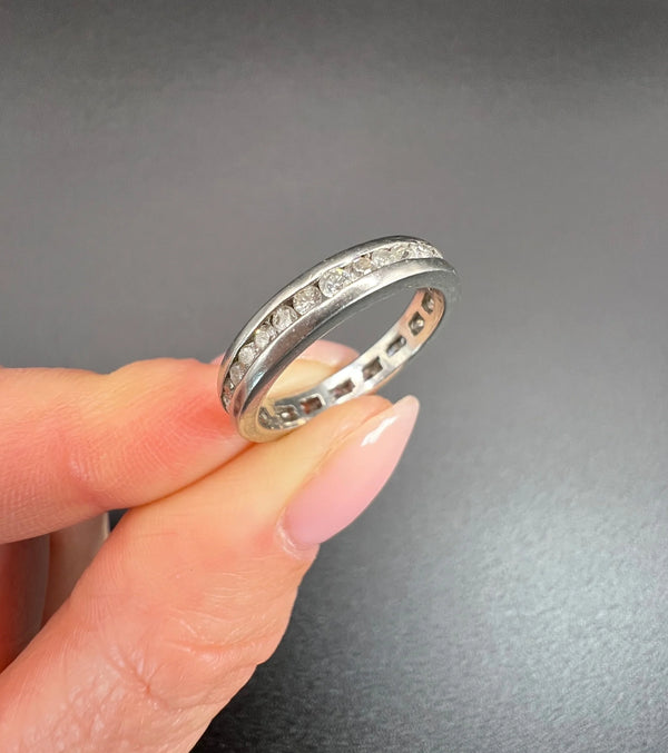 Vintage Platinum Brilliant Cut Diamond Full Eternity Ring, Circa 1980