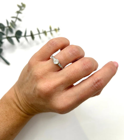 Vintage Platinum 0.50 Carat Diamond Engagement Ring, Circa 1940