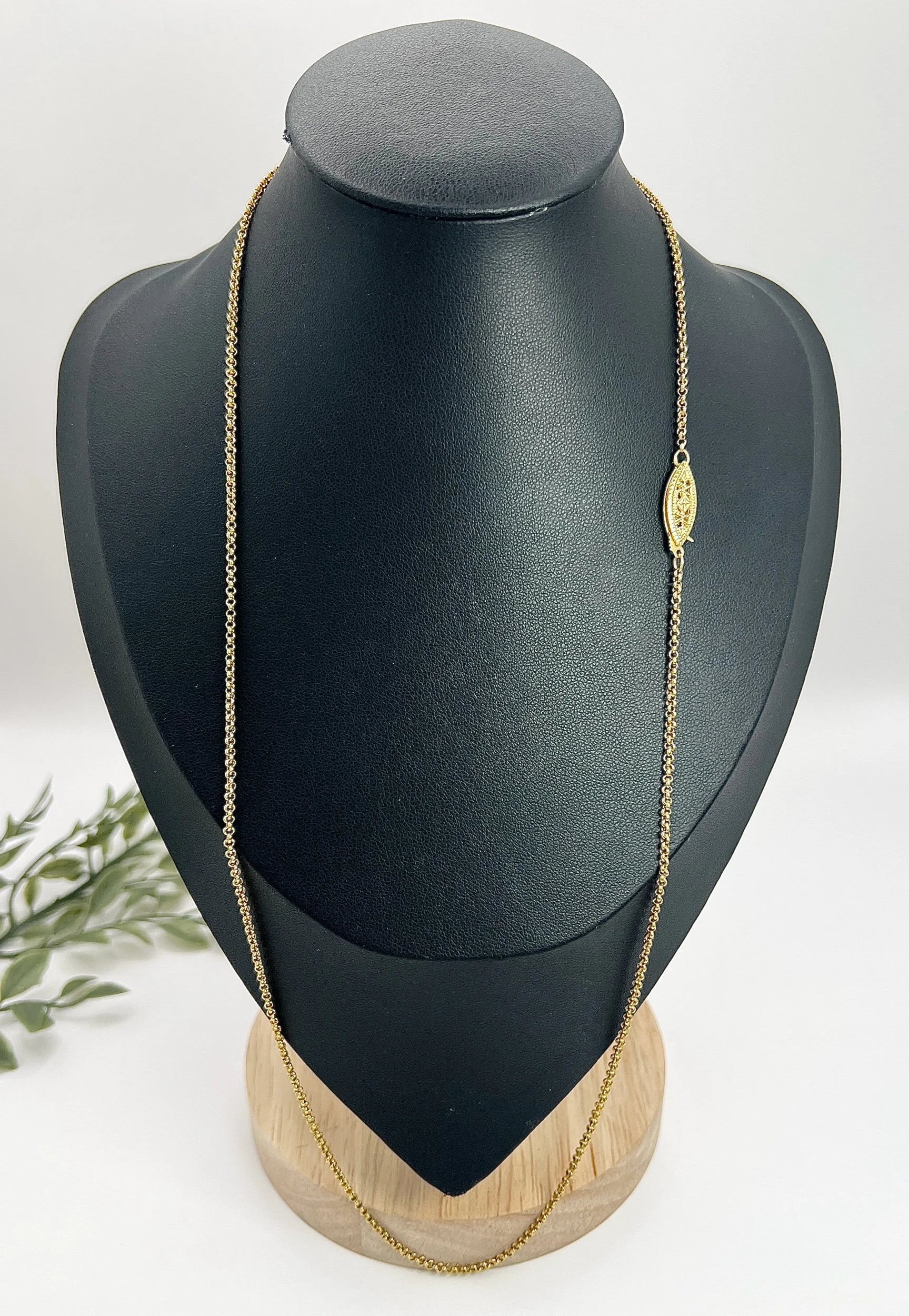 Antique 18 ct Gold, 1920's 23 Inch Fancy Oval & Round Link Belcher Chain With Filigree Clasp