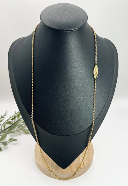 Antique 18 ct Gold, 1920's 23 Inch Fancy Oval & Round Link Belcher Chain With Filigree Clasp