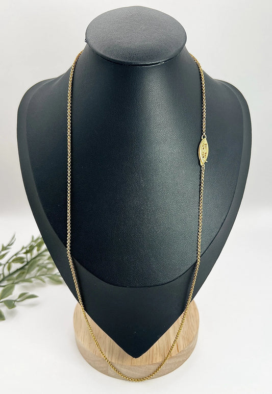 Antique 18ct Gold, 1920s 23 Inch Fancy Oval & Round Link Belcher Chain with Filigree Clasp