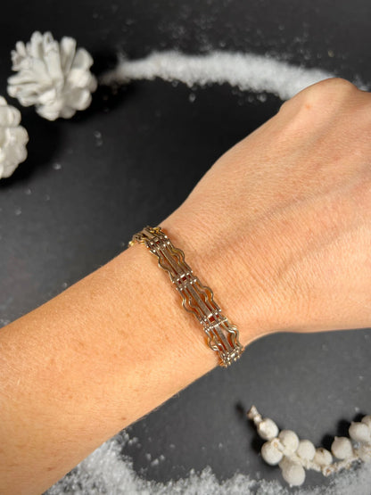 Vintage 9 ct Rose Gold, 1940's Gate Bracelet With Heart Padlock Clasp