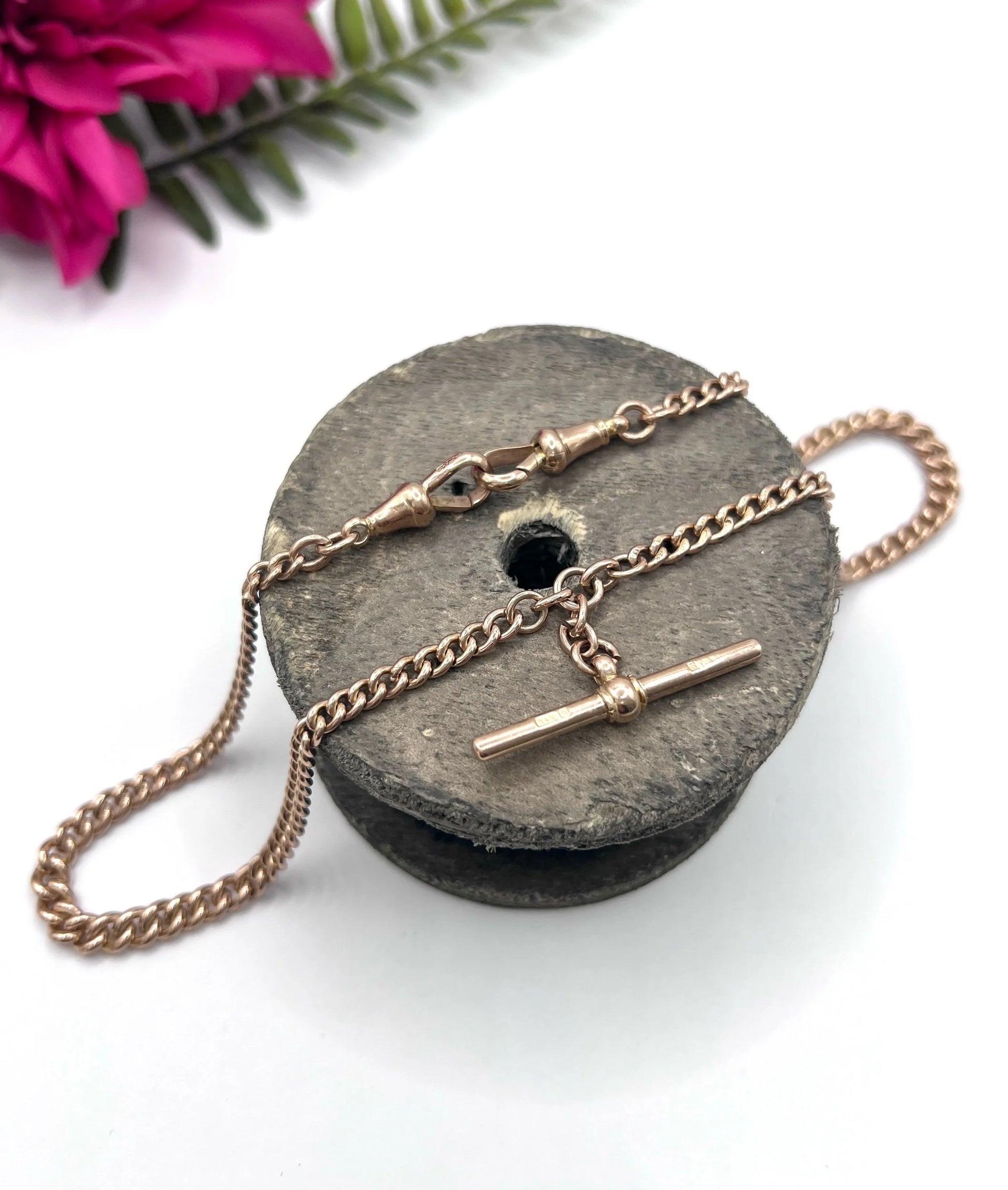 Antique 9 ct Gold Albert Chain: Edwardian Double-Graduated Watch Chain Necklace