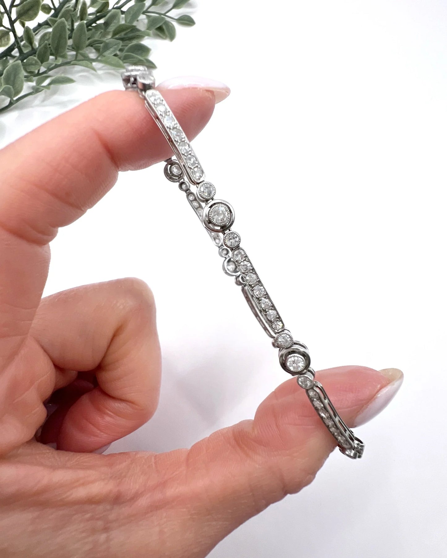 Antique Art Deco Platinum Diamond Target Bracelet, 3.00 Carats, Circa 1920