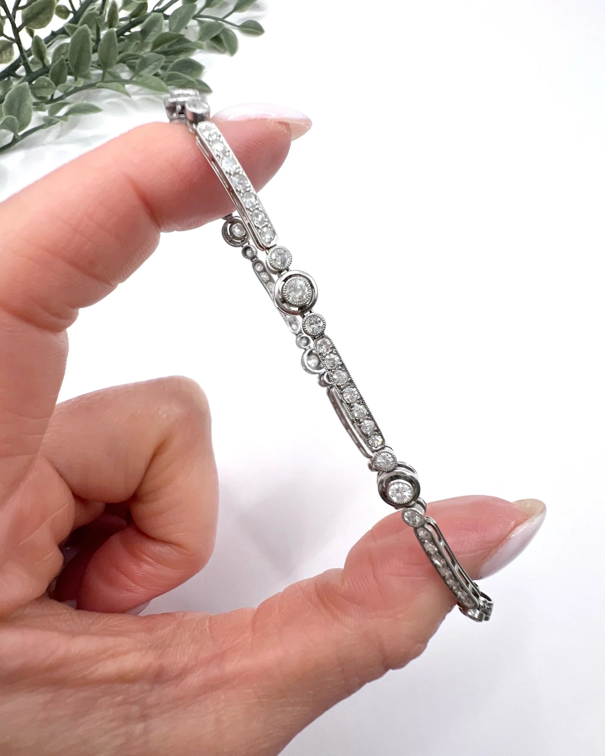 Antique Art Deco Platinum Diamond Target Bracelet, 3.00 Carats, Circa 1920