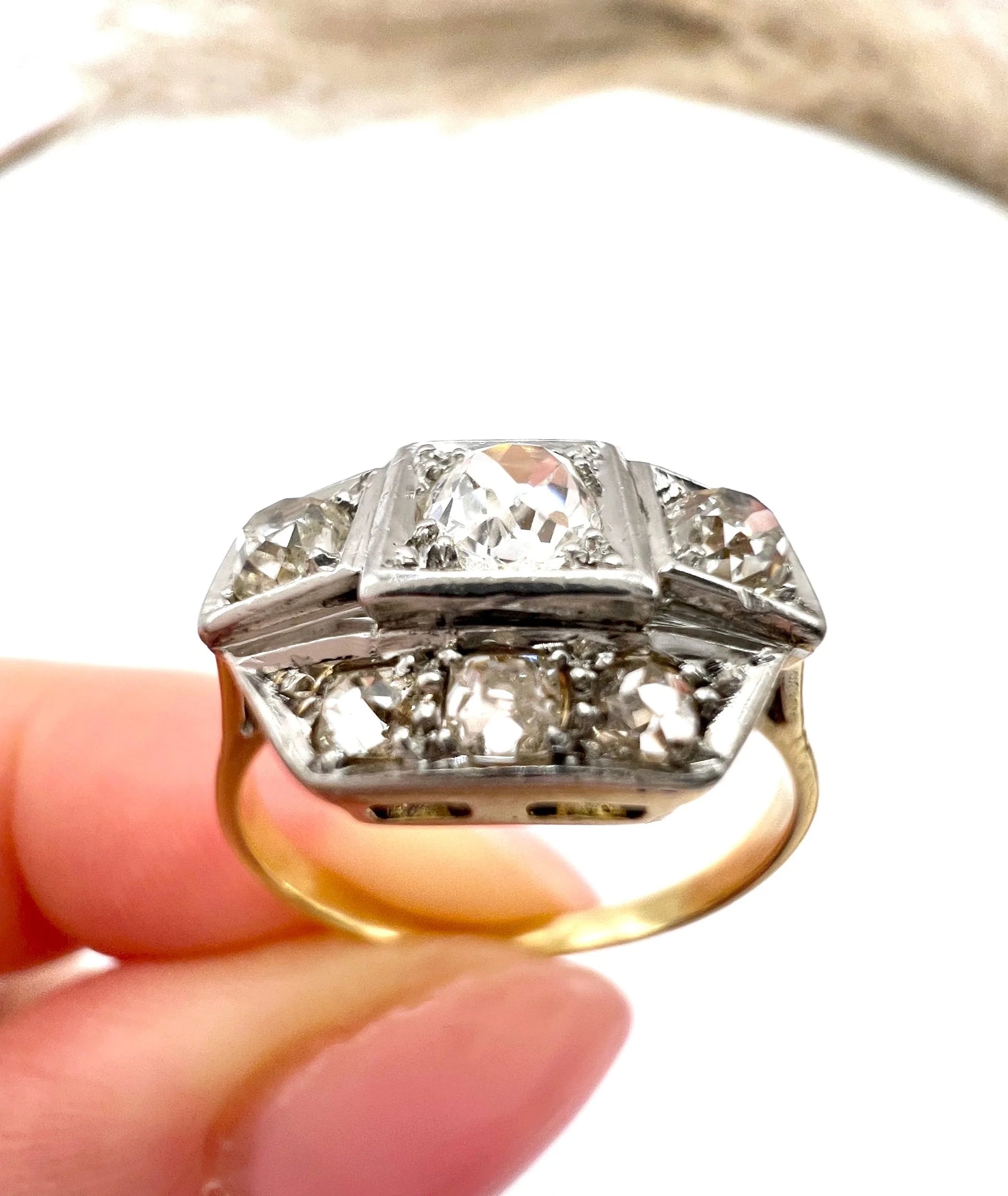 Antique 18 ct Gold And Platinum, 1920's Art Deco Diamond Engagement Ring