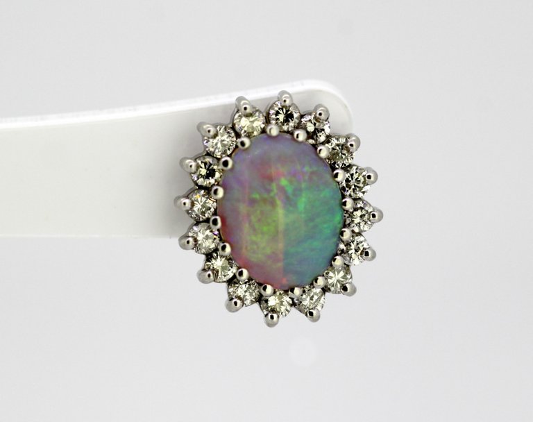 Vintage Opal and Diamond Earrings