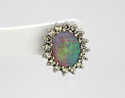 Vintage Opal and Diamond Earrings