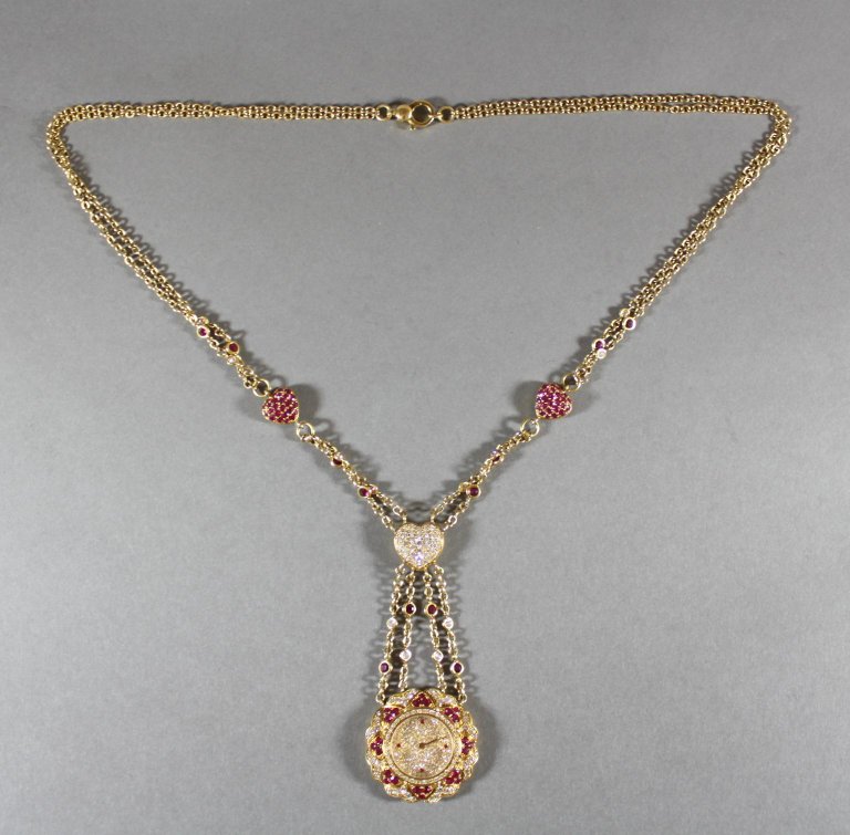Moussaieff Diamond and Ruby Necklace Pendant Watch