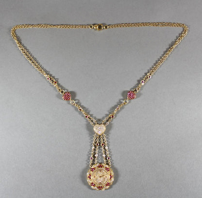 Moussaieff Diamond and Ruby Necklace Pendant Watch