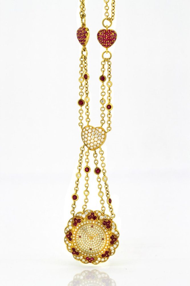 Moussaieff Diamond and Ruby Necklace Pendant Watch