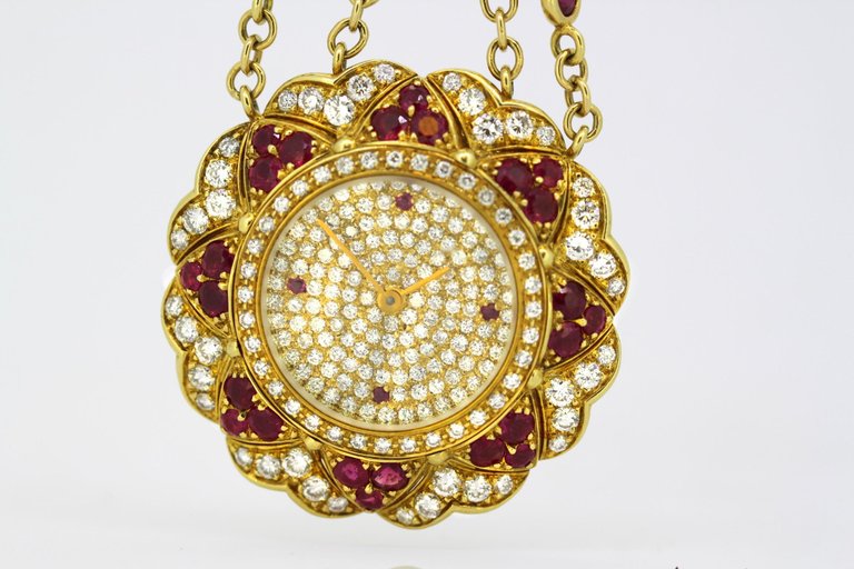 Moussaieff Diamond and Ruby Necklace Pendant Watch