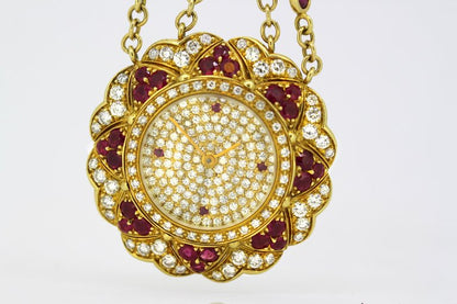 Moussaieff Diamond and Ruby Necklace Pendant Watch